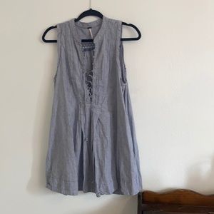 Free people blue and white striped tie up dress.